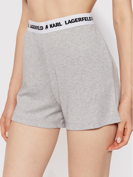 KARL LAGERFELD Kratke hlače pižama Logo 215W2183 Siva