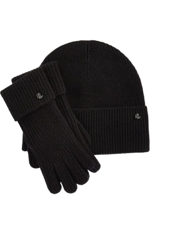 Zestaw Czapka i Rękawiczki LAUREN RALPH LAUREN, Czarny, CASHM G SET-SCF 454927212002