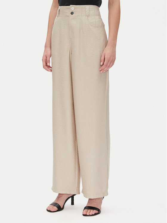 DKNY DKNY Szövet nadrág P41KTR48 Bézs Loose Fit