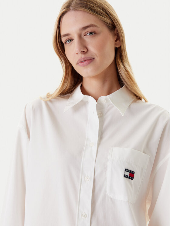 Tommy Jeans Tommy Jeans Rochie tip cămașă DW0DW21122 Alb Relaxed Fit