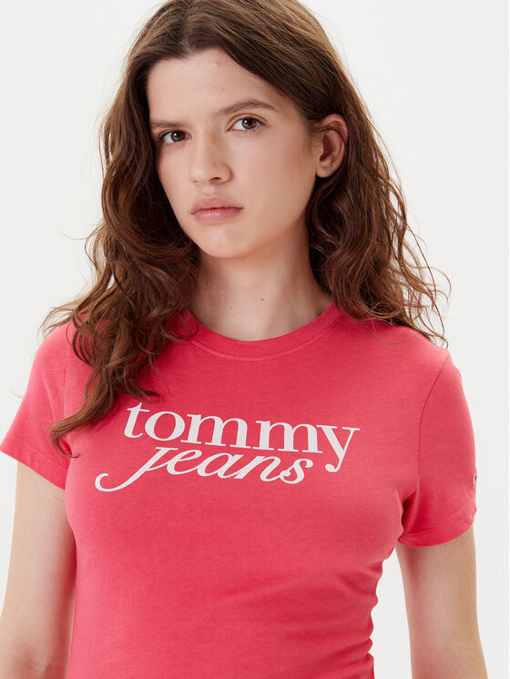 Tommy Jeans Tommy Jeans T-Shirt Essential DW0DW19447 Różowy Slim Fit