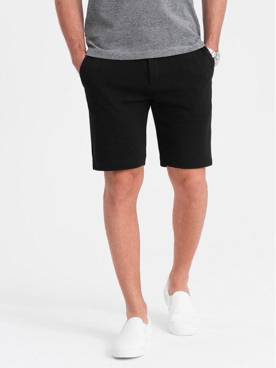 Ombre Ombre Šortky z materiálu OM-SRCS-0126 Černá Slim Fit
