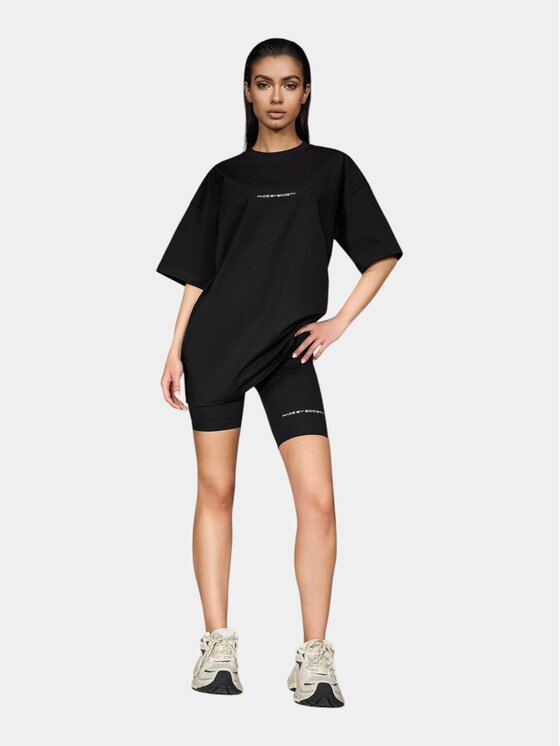 MADE BY SOCIETY MADE BY SOCIETY Kolarki Bermude GRAFT WIDE - B27322 Czarny Basic Fit