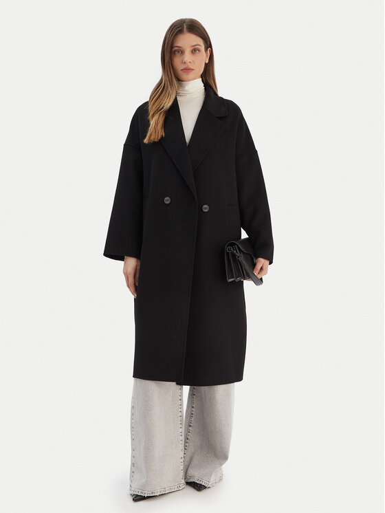 ViCOLO ViCOLO Gyapjú kabát TF0003 Fekete Regular Fit