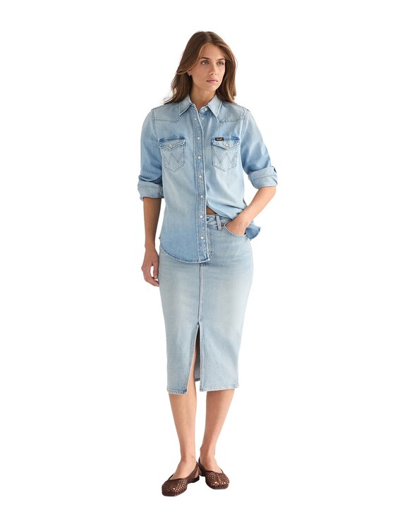 Wrangler Wrangler Spódnica jeansowa 112378224 Niebieski Regular Fit