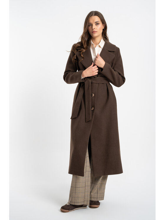CLICK CLICK Παλτό χειμωνιάτικο 70-0027 Καφέ Regular Fit