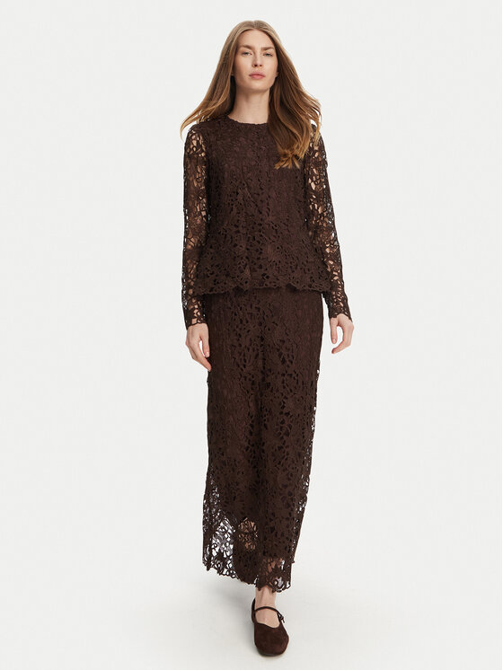Bruuns Bazaar Bruuns Bazaar Majica Sago Wini BBW4516 Smeđa Slim Fit
