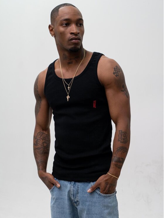 Jigga Wear Jigga Wear Tank top 128525 Klasyczna koszulka bez rękawów Czarny Regular Fit