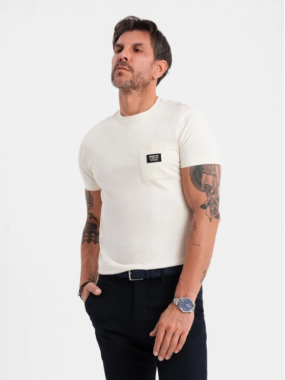 Ombre Ombre T-Shirt OM-TSCT-0109 Écru Classic Fit