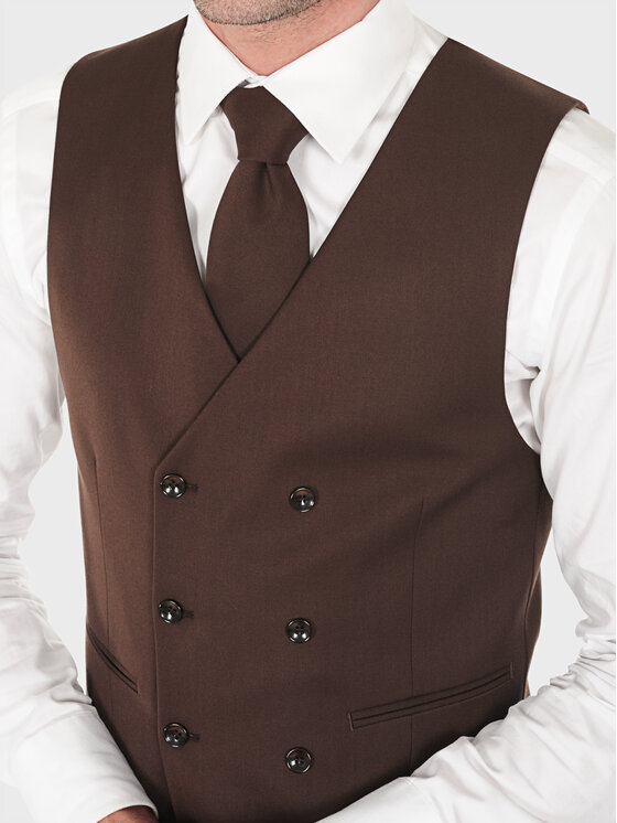Evenemen Evenemen Kamizelka garniturowa Boston 21 Brązowy Slim Fit