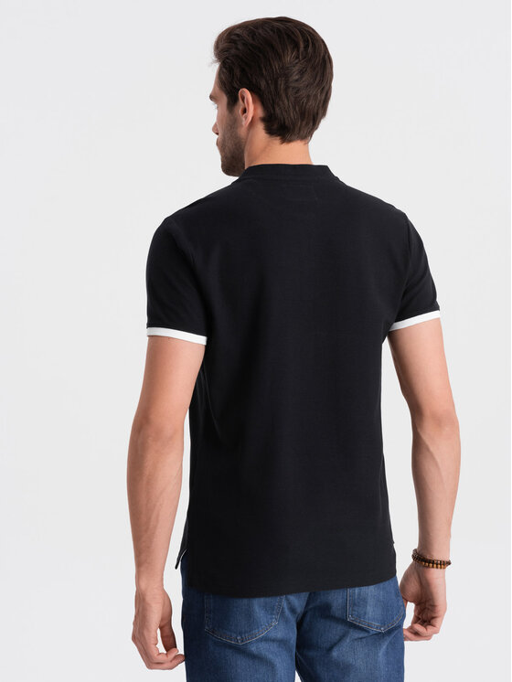 Ombre Ombre T-Shirt OM-TSCT-0156 Czarny Regular Fit