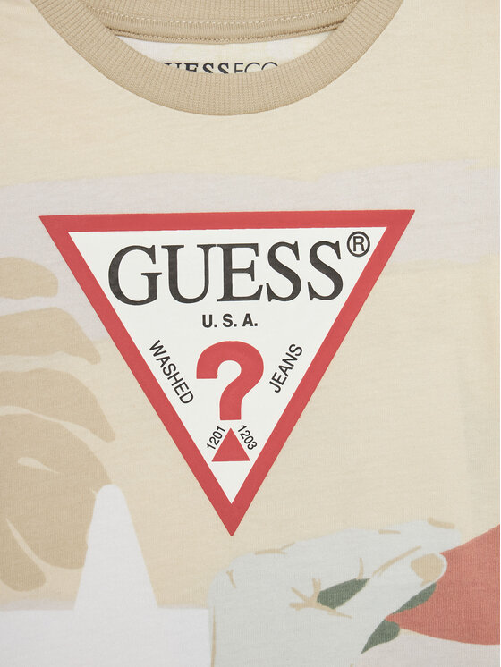 Guess Guess Komplekti kuuluvad t-särk ja šortsid N5GG05 K8HM4 Beež Regular Fit