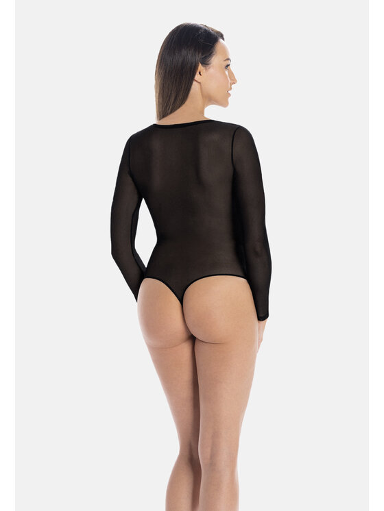 Teyli Teyli Body damskie z siateczki Sophie Czarny Regular Fit