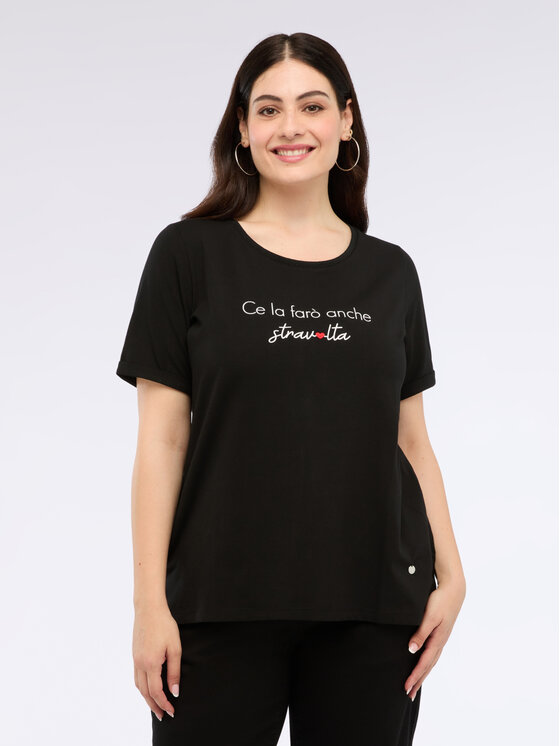 Fiorella Rubino Fiorella Rubino T-shirt G213L008518N033 Nero Regular Fit