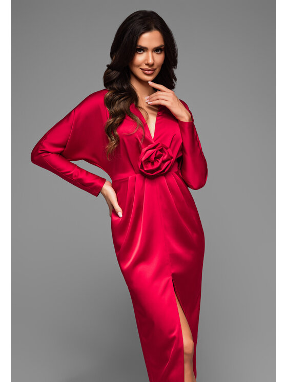 Ombre Ombre Sukienka wieczorowa LA-OM-DLR031 Czerwony Regular Fit