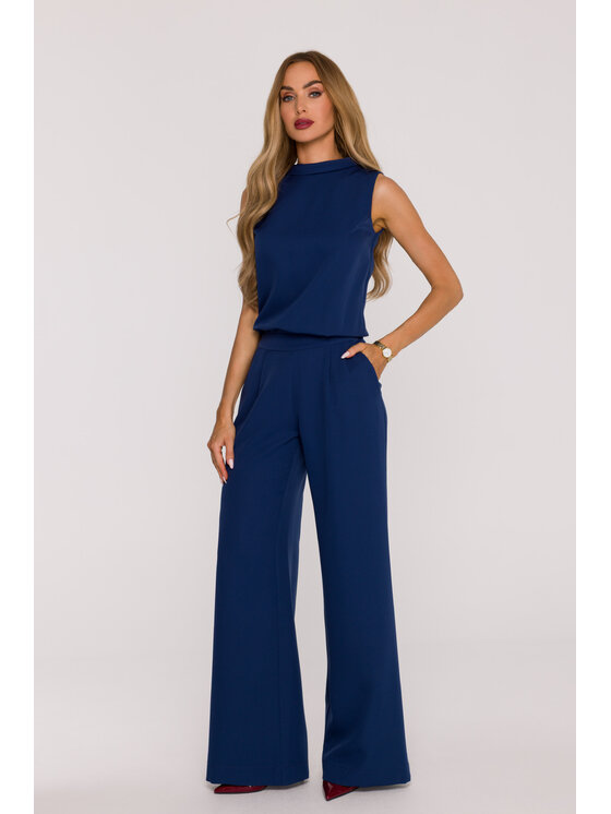 Made of Emotion Made of Emotion Kombinezon M382 Granatowy Wide Leg