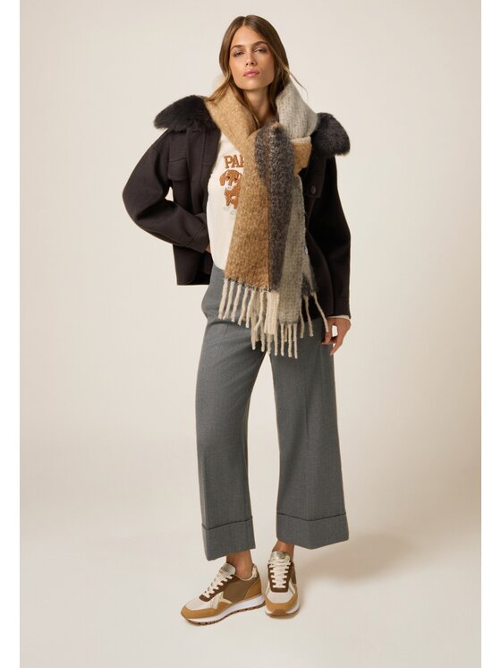 Oltre Oltre Pantaloni di tessuto P042R109038N0S3 Grigio Cropp Fit