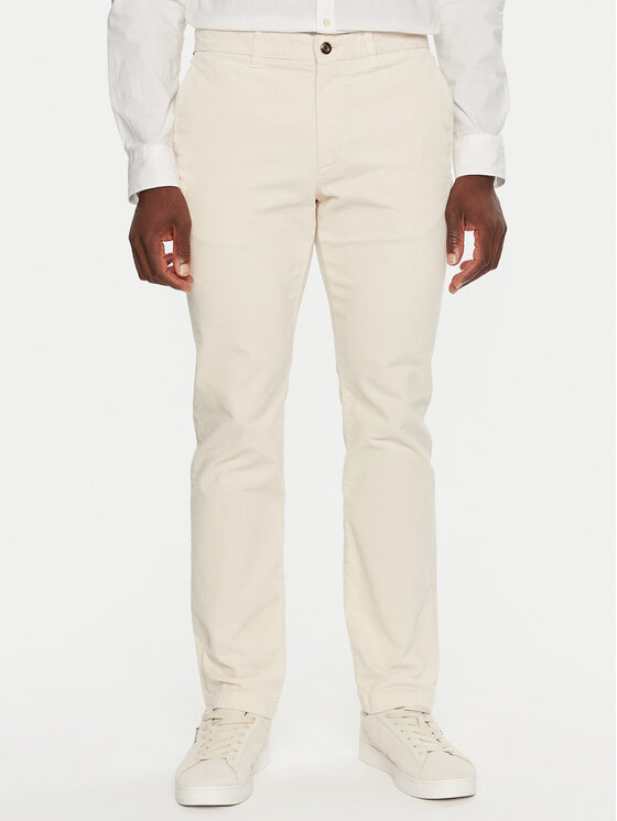 Tommy Hilfiger Bavlnené nohavice MW0MW32932 Écru Regular Fit