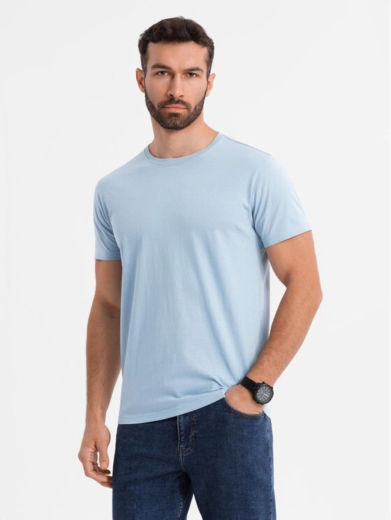 Ombre Ombre T-Shirt OM-TSBS-0236 Niebieski Regular Fit
