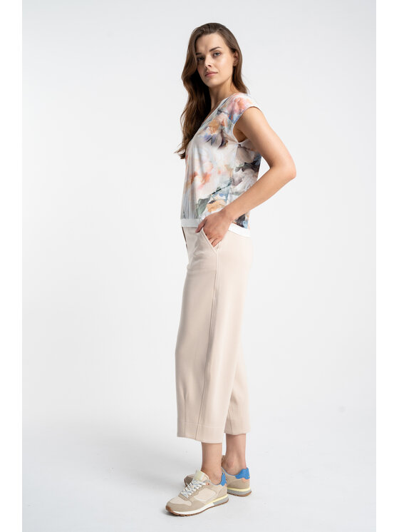 CLICK CLICK Kalhoty z materiálu 30-354 Béžová Regular Fit