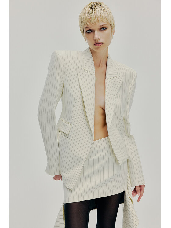 Epuzer Epuzer Marynarka Asymmetrical wool Kremowy Standard Fit