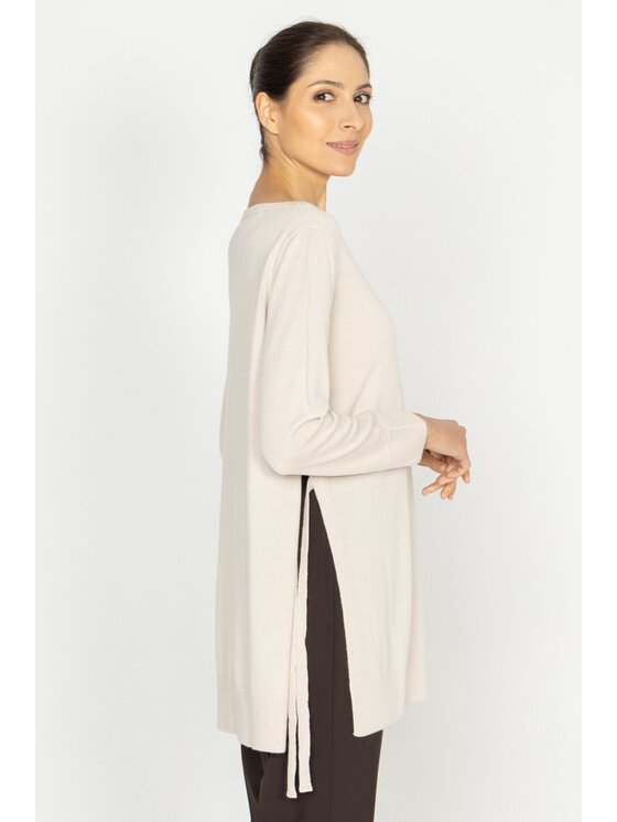 Deni Cler Milano Deni Cler Milano Sweter T-DC-S485-D5-90-13-1 Beżowy Loose Fit