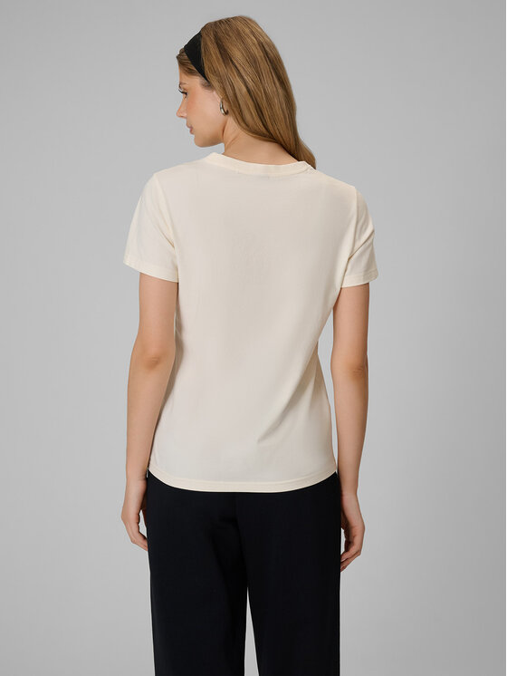 4F 4F T-Shirt BASIC+ Kremowy Regular Fit