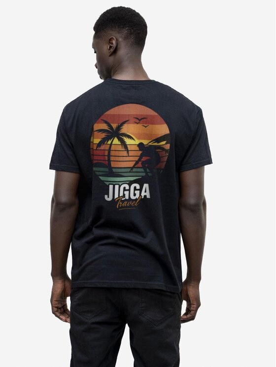 T-Shirt, rozmiar M, Czarne, Koszulka Z Krótkim Rękawem Męska Czarna Jigga Wear Surfer M