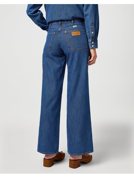 Wrangler Wrangler Jeansy World Wide Granatowy Wide Leg