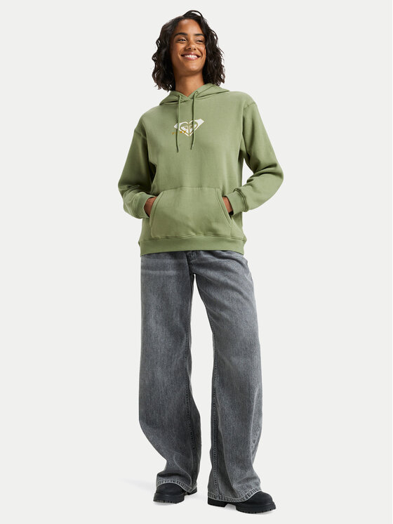 Roxy Roxy Mikina Vl Surf Stoked Hoodie Brushed ERJFT05028 Kaki Regular Fit