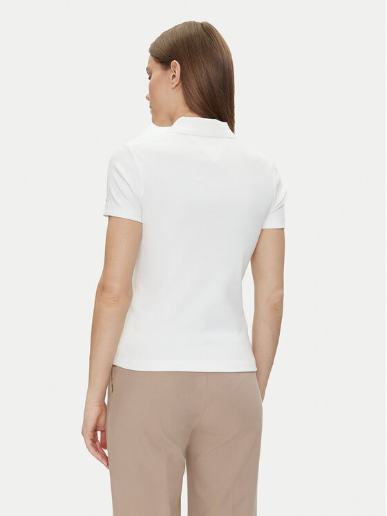 Tommy Hilfiger Tommy Hilfiger Tricou polo Slim Gold Button Polo Ss WW0WW45436 Alb Regular Fit