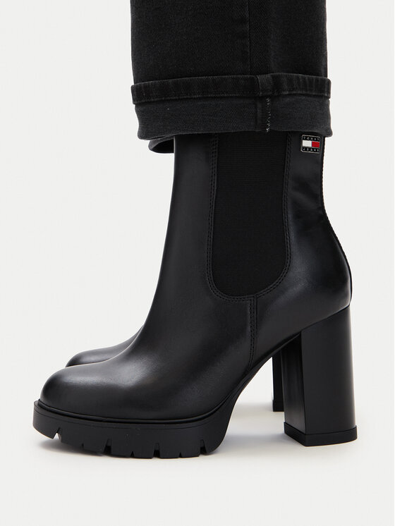 Tommy Jeans Tommy Jeans Botki Tjw Chelsea High Heel Boots EN0EN03112 Czarny