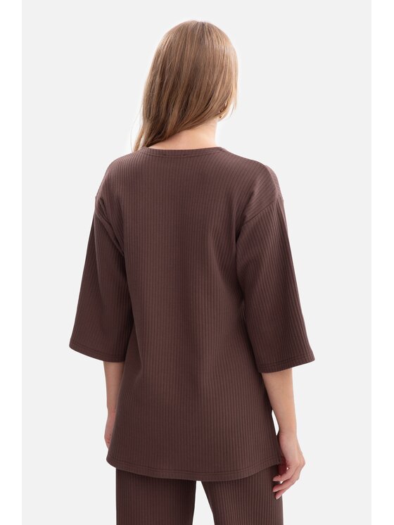 BeWear BeWear Bluzka b301 Brązowy Baggy Fit