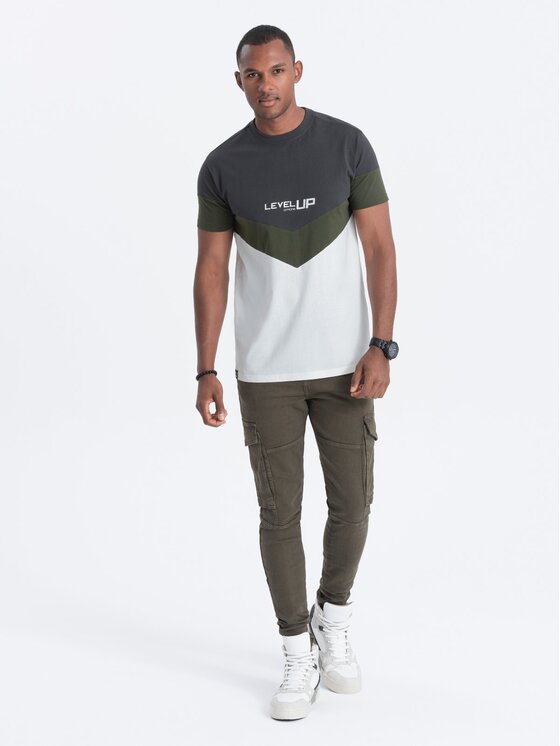 Ombre Ombre T-Shirt S1747 Šedá Regular Fit