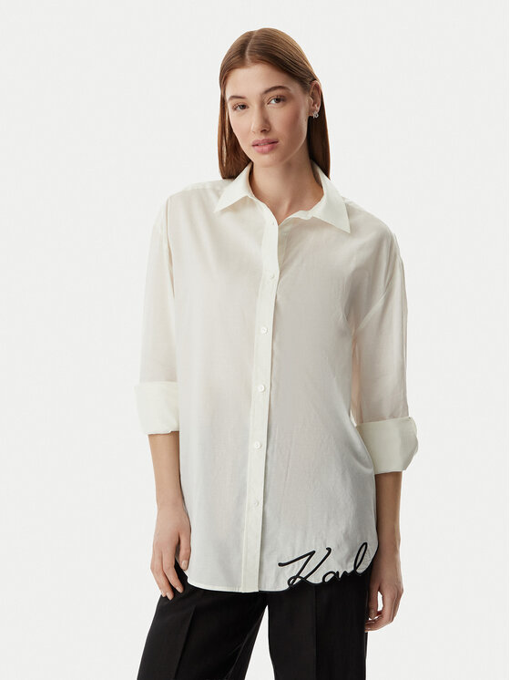 KARL LAGERFELD Cămașă B2W46034 Crem Oversize