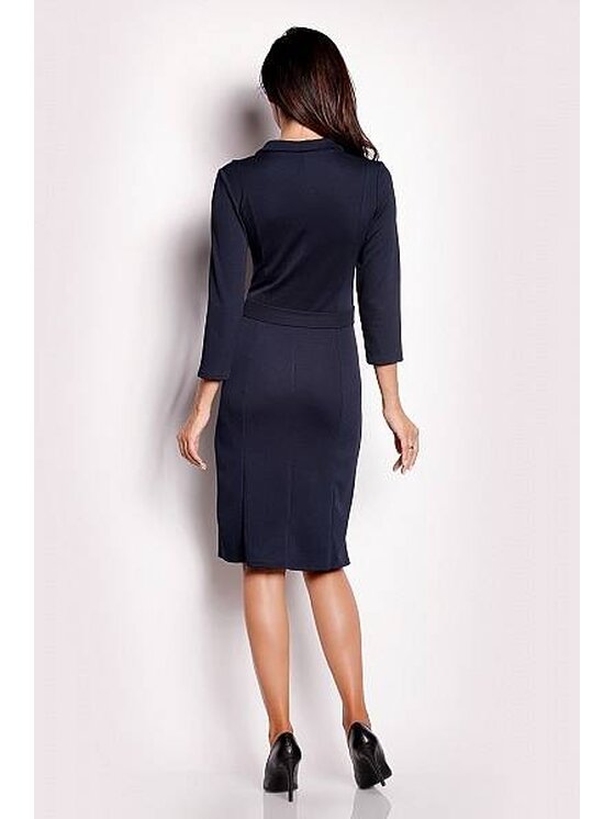 Awama Awama Sukienka dzianinowa A151 Granatowy Basic Fit