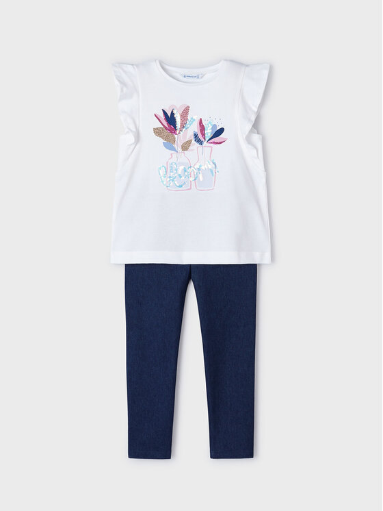 Mayoral Mayoral T-krekla un legingu komplekts 3703 Tumši zils Slim Fit