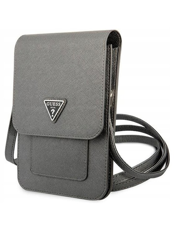 Etui na telefon Guess, Szare, Saffiano Triangle