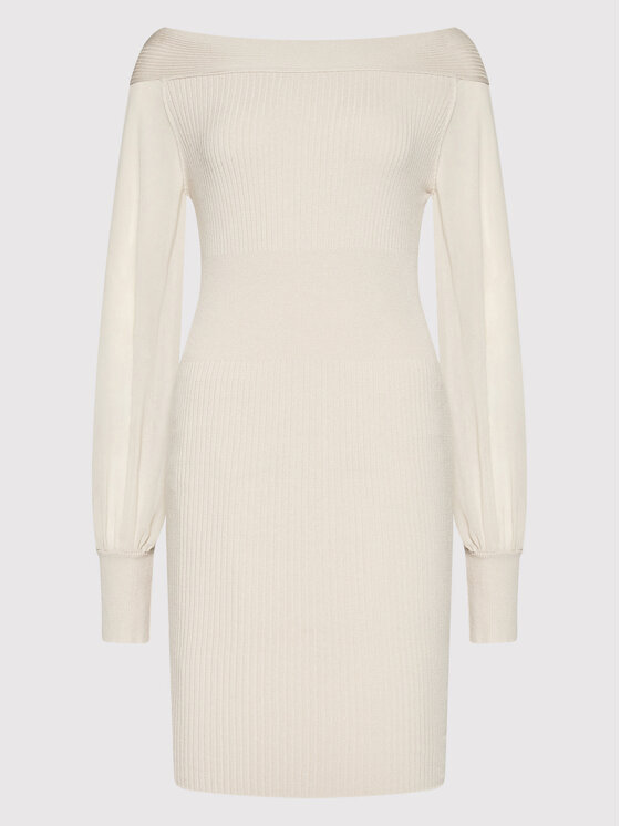 Rinascimento Rinascimento Kootud kleit CFM0010754003 Beež Slim Fit