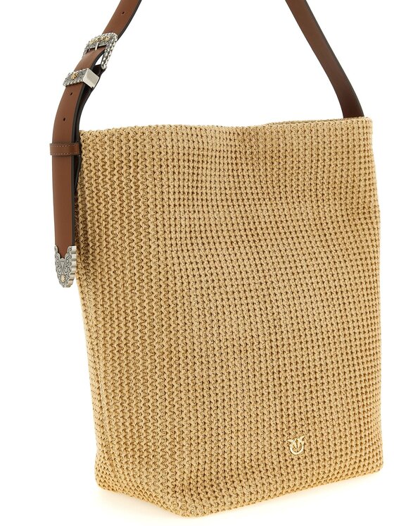 PINKO PINKO Torebka Beige Cowhide Shoulder Beżowy