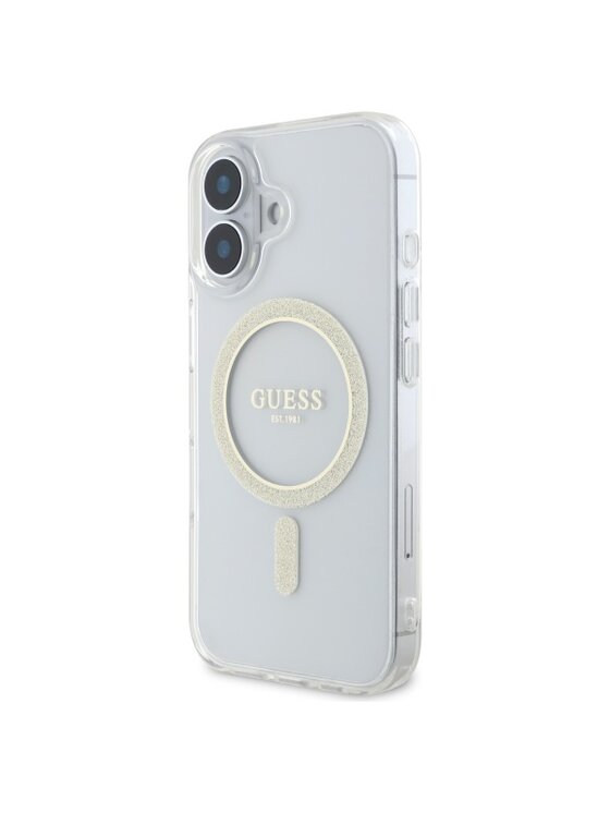Guess Guess Etui na telefon Glitter Circle Przezroczysty