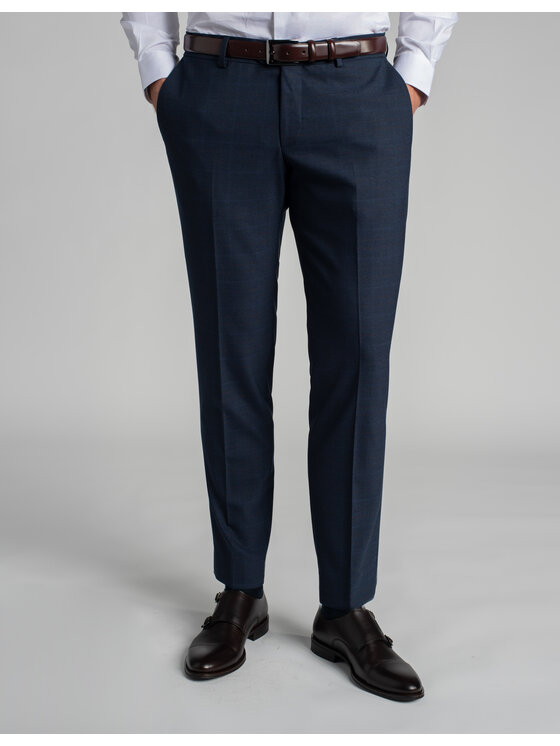 Borgio Borgio Spodnie garniturowe elicona Granatowy Classic Fit