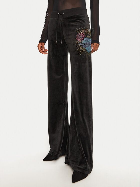 Juicy Couture Juicy Couture Jogginghose Scared Heart JCBBJ224817 Schwarz Flared Leg