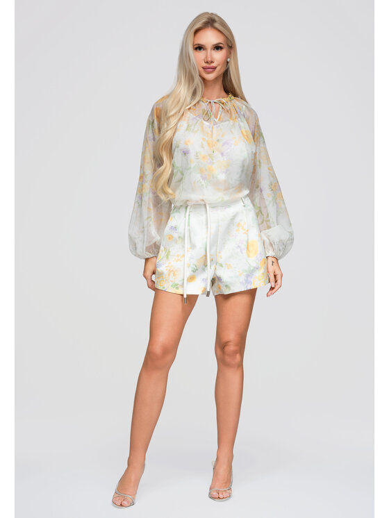Ombre Ombre Szorty materiałowe OW-ST-E0026 Żółty Relaxed Fit
