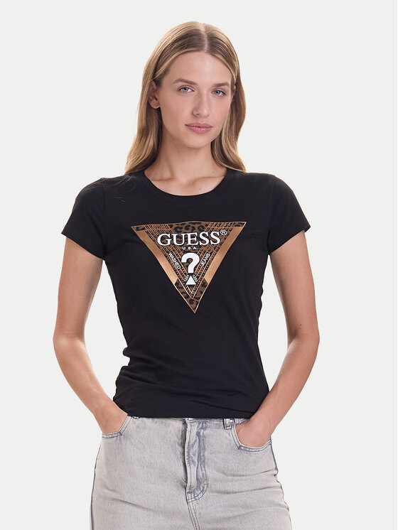 Guess Guess Tricou W5BI28 J1314 Negru Slim Fit