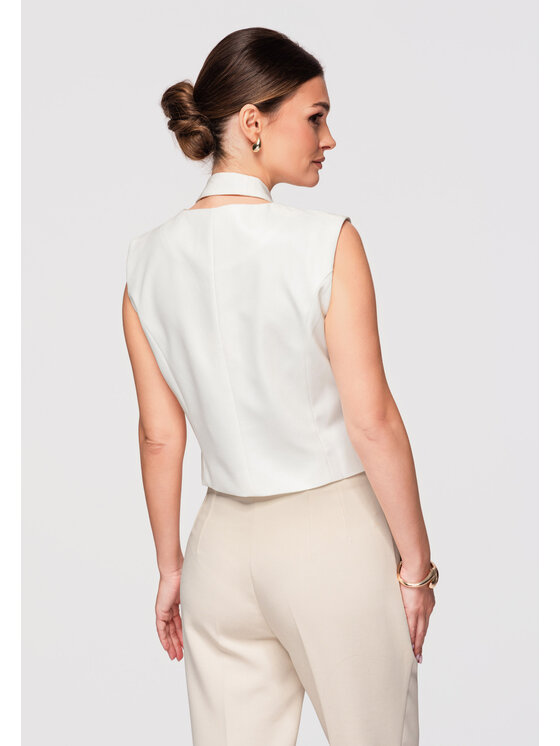 Ombre Ombre Kamizelka OW-VE-E0004 Biały Slim Fit