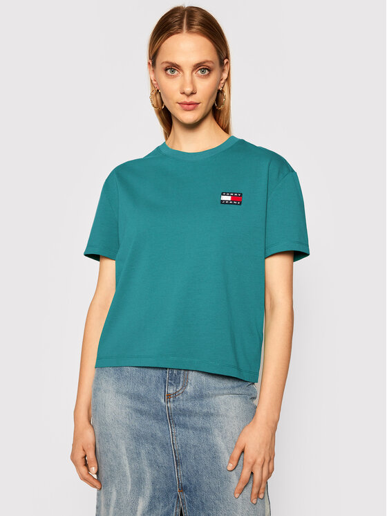 Badge Tee DW0DW06813 Žalia Regular Fit 