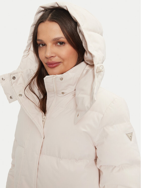 Guess Guess Geacă din puf Beliksa W4BL0B WGJR2 Bej Regular Fit