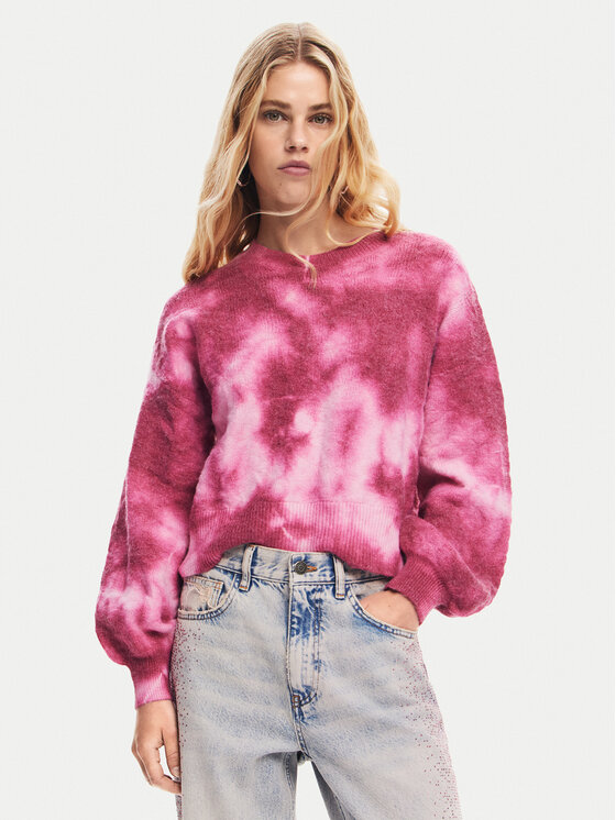 Desigual Sveter Victoria 24WWJF17 Ružová Relaxed Fit