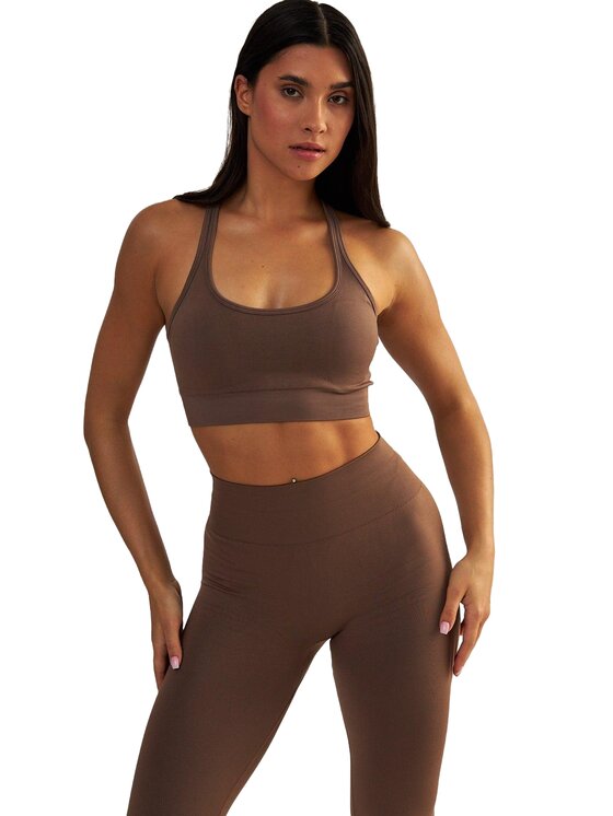 BeShaped BeShaped Biustonosz sportowy Gym Queen Brązowy